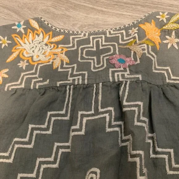 Johnny Was Embroidered Olive Green Tunic Top - Size S - Picture 4 of 8